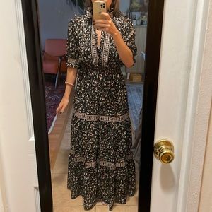 NWOT Nordstrom Max Studio Long Black Floral Dress